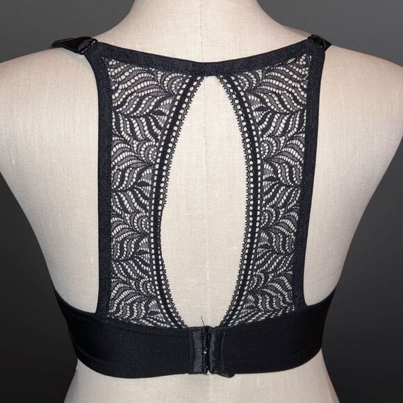 Full Figure Paramour Carolina Racerback Contour T Shirt Black Lace Bra 38DDD - Picture 5 of 5